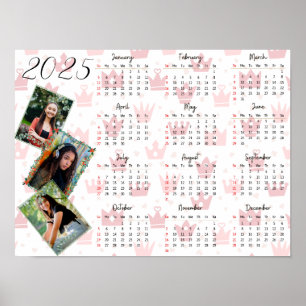 Persoonlijke 3 Foto Collage Familie 2025 Agenda Poster