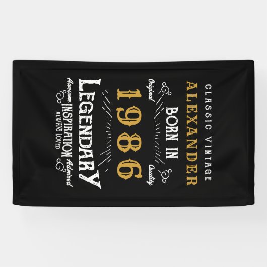 Persoonlijke 40e verjaardag Geboren in 1986 Retro Spandoek (Horizontaal)