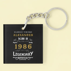Persoonlijke 40e verjaardag Legende 1986 Vintage Sleutelhanger