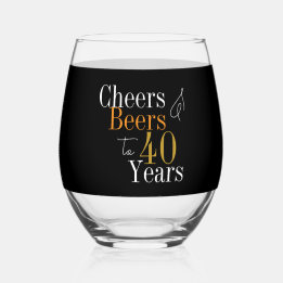 Persoonlijke 40e verjaardag Proost Biertjes Zwart Wijnglas Zonder Voet