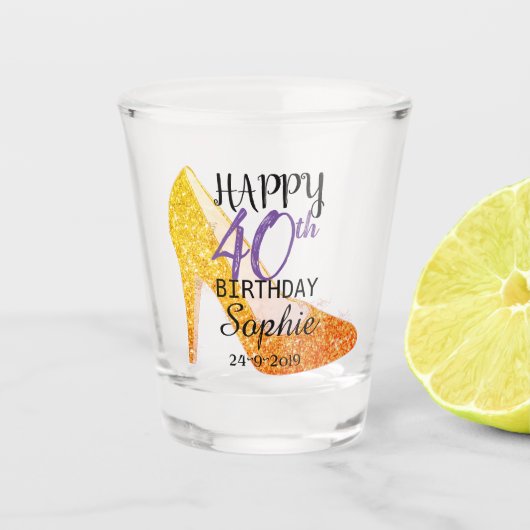 Persoonlijke 40e verjaardag shot glas (Voorkant)