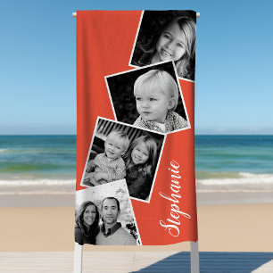 Persoonlijke 4-foto-collage filmstrook Koraal Strandlaken
