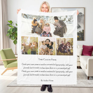 Persoonlijke 4 foto collage met gedicht fleece deken
