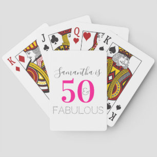 Persoonlijke 50 en Fabulous Roze Verjaardag Pokerkaarten