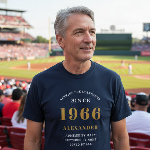 Persoonlijke 60e verjaardag 1966 Naam Blauw Goud T-shirt