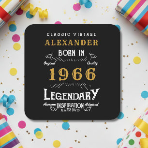 Persoonlijke 60e verjaardag 1966 Vintage Legende Vierkante Kartonnen Onderzetter