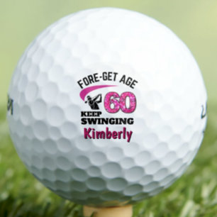 Persoonlijke 60e verjaardag – Roze Fore-get Age 60 Golfballen