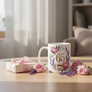 Persoonlijke 65e verjaardag Oma Elegante bloemenpr Koffiemok