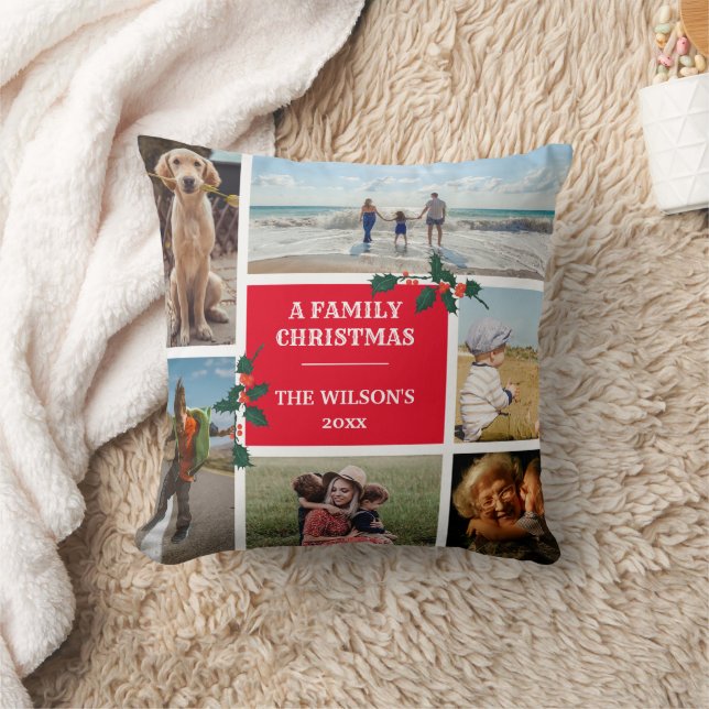 Persoonlijke 6-fotoserie Collage Kerstmis Kussen (Deken)