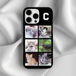 Persoonlijke 6 vierkante foto collage zwart voor h iPhone 16 pro max hoesje