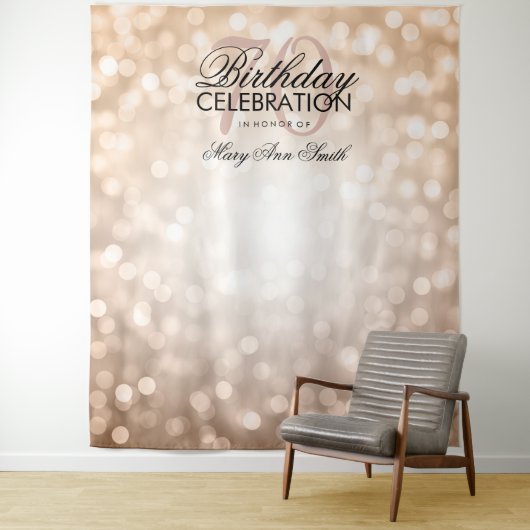 Persoonlijke 70e verjaardag achtergrond Roze Goud Wandkleed (In situ)