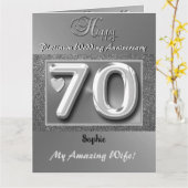 Persoonlijke 70th Wedding Jubileum Kaart vrouw (Gele Bloem)