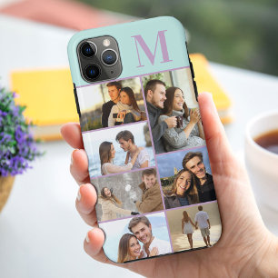 Persoonlijke 7 Foto Collage Mint Lilac iPhone 11 Pro Max Hoesje