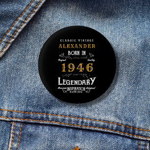Persoonlijke 80e verjaardag Geboren 1946 Vintage Z Ronde Button 3,2 Cm