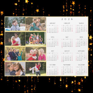 Persoonlijke 8 foto collage familie 2026 kalender