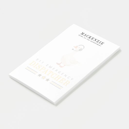 Persoonlijke 911-dispatch-eend met hoofdtelefoon post-it® notes (Schuin)