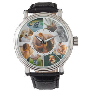 Persoonlijke 9 afgeronde foto's polshort Watch Horloge