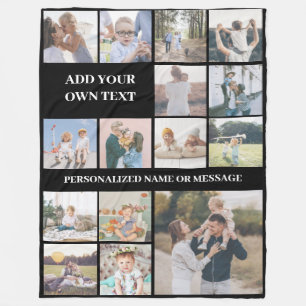 Persoonlijke aangepaste collage met 15 foto's fleece deken