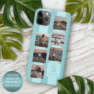 Persoonlijke aangepaste foto's op turquoise aqua b iPhone 11 pro max hoesje