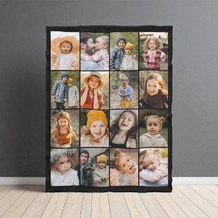 Persoonlijke aangepaste kleur 16 foto collage mode fleece deken