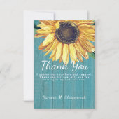 Persoonlijke aangepaste rustieke chic zonnebloem s bedankkaart (Voorkant)