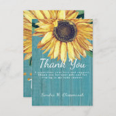 Persoonlijke aangepaste rustieke chic zonnebloem s bedankkaart (Voorkant / Achterkant)