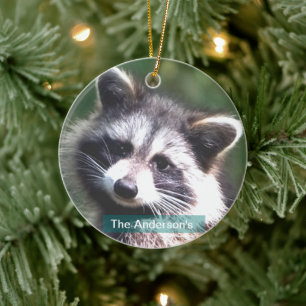 Persoonlijke Aangepaste Wasbeer Foto Keramisch Ornament