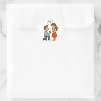 Persoonlijke aangepaste Will You Marry Me Huwelijk Ronde Sticker