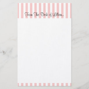 Persoonlijke, aanpasbare roze en witte streep briefpapier