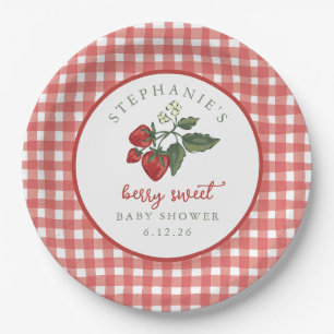 Persoonlijke aardbei zoete baby shower servet papieren bordje
