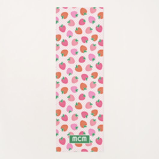 Persoonlijke aardbeienruitjes Kerstmis Roze Yogamat (Voorkant)