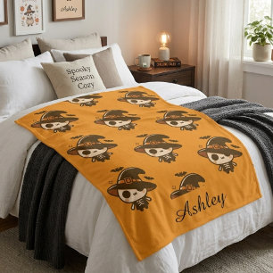 Persoonlijke Aardige Skelet Heks Halloween Sherpa Deken