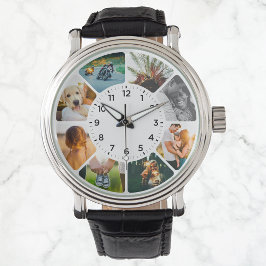 Persoonlijke acht gewonde foto's polshort Watch Horloge