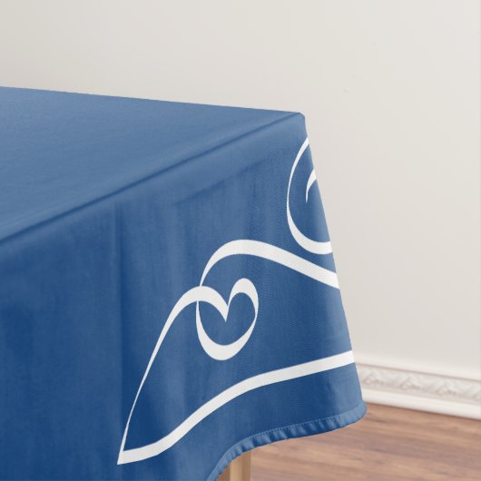 Persoonlijke achternaam blauw en witte tafelkleed (Voorbeeld)