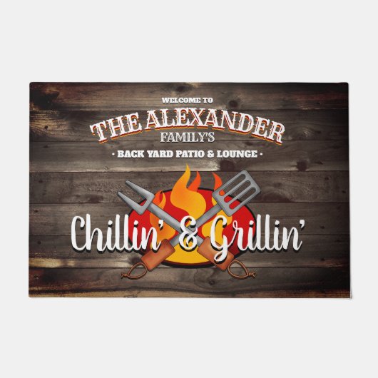 Persoonlijke achtertuin Chillin' en Grillin' Patio Deurmat (Voorkant)