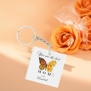 Persoonlijke Acryl Sleutelhanger met Vlinder Bloem