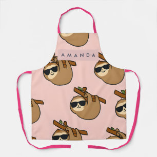 Persoonlijke Adorable Luiaard met Bril Patroon Schort