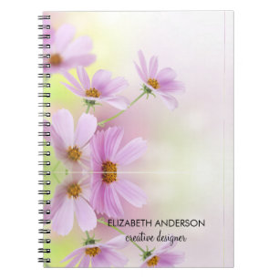 Persoonlijke afbeelding & Roze Bloem Aquarel Notitieboek