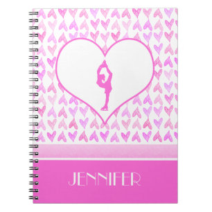Persoonlijke afbeelding roze Waterverf Skater roze Notitieboek