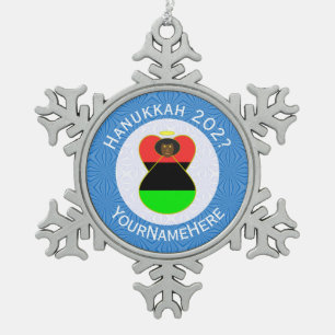 Persoonlijke Afrikaanse Diaspora Engel Hanukkah Vl Tin Sneeuwvlok Ornament