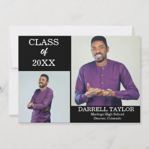 Persoonlijke afstudeeraankondiging met 2 foto's aankondiging