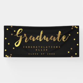 Persoonlijke Afstuderen zwarte Faux Gold Confetti Spandoek