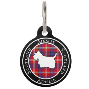 Persoonlijke Ainslie Tartan & Scottie Dog Huisdierpenning