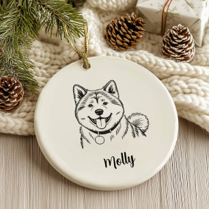 Persoonlijke Akita-hond Kerstmis Keramisch Ornament