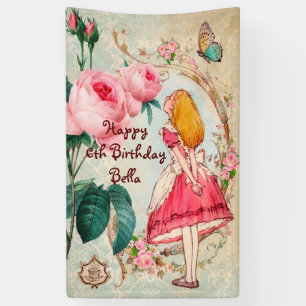 Persoonlijke Alice in Wonderland Birthday Spandoek