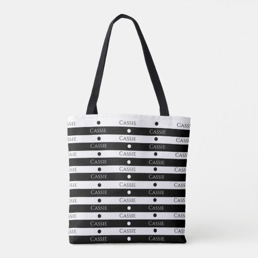 Persoonlijke All Over Print Strepen Tote Tas (Achterkant)