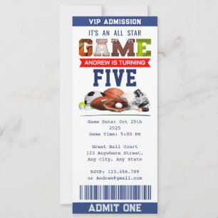 Persoonlijke All Star Sports Ticket Verjaardag Kaart