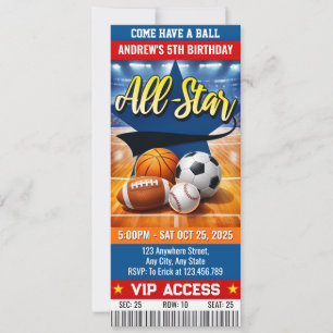 Persoonlijke All Star Verjaardagsfeest Ticket Kaart