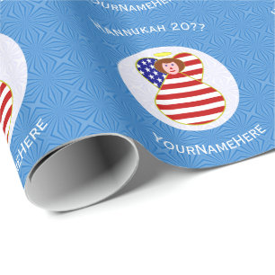 Persoonlijke Amerikaanse engel Hanukkah-vlag Cadeaupapier