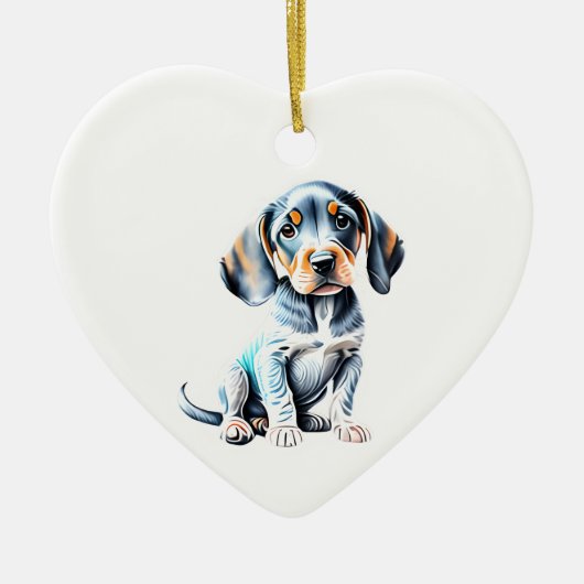 Persoonlijke Amerikaanse Engelse Coonhound Puppy H Keramisch Ornament (Voorkant)